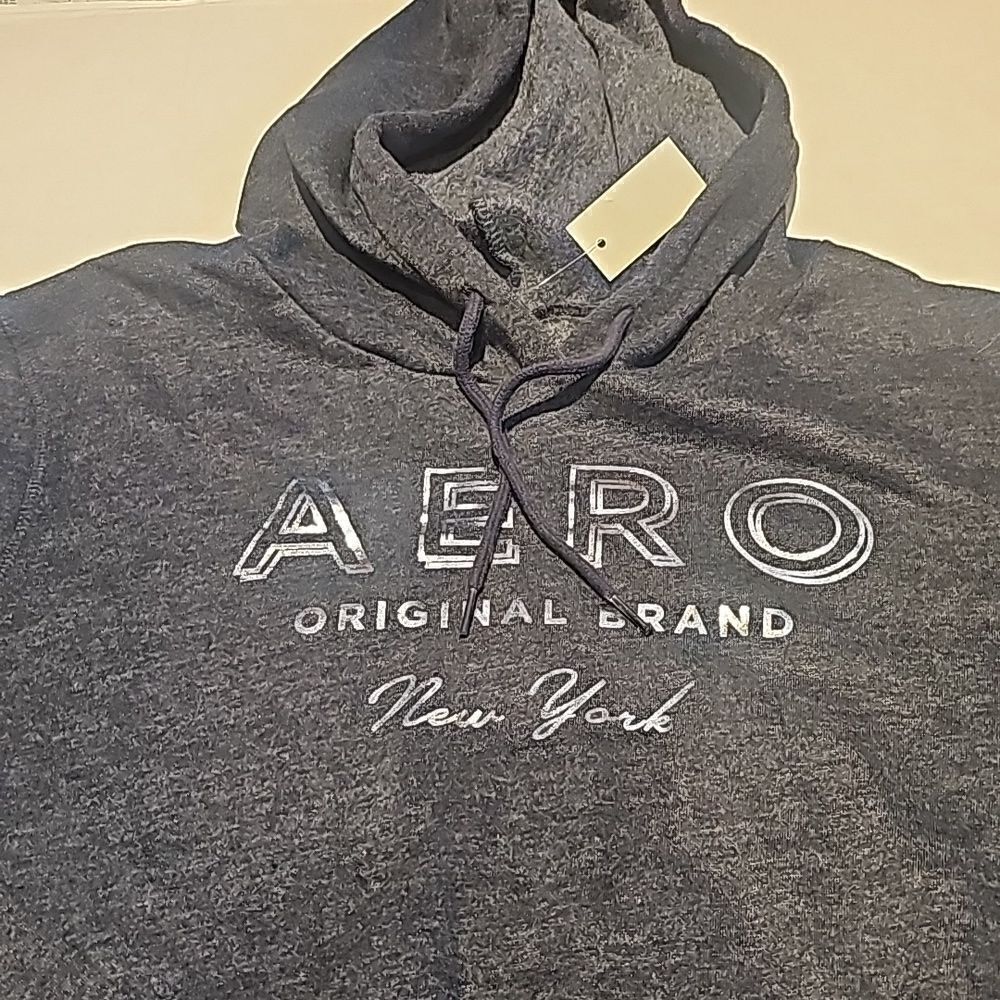 NWT Aeropostale gray hoodie with metallic silver logo size XL